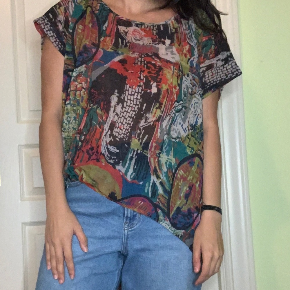 High Low Colorful Blouse